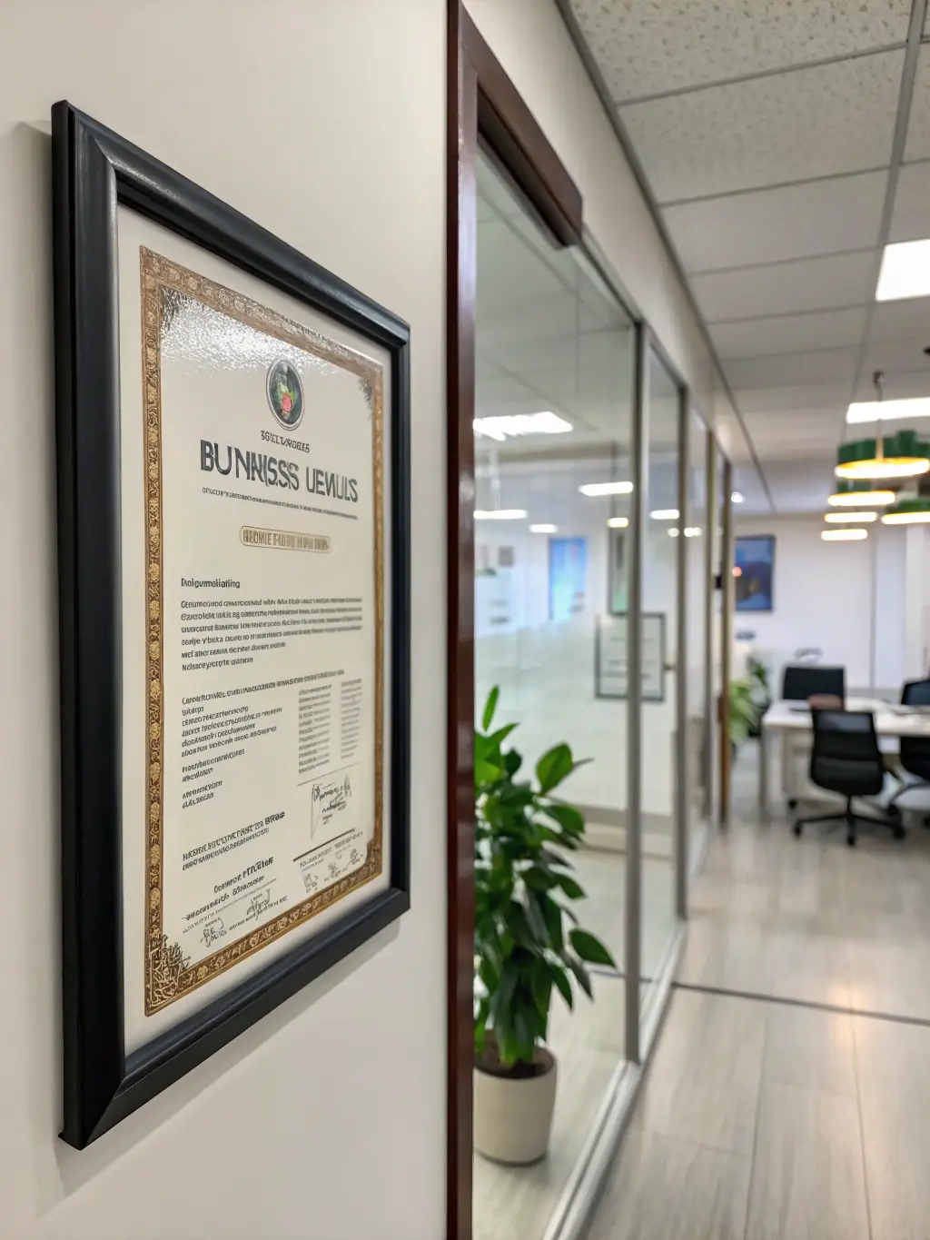 A professional photo showcasing the PAGCOR license certificate displayed prominently in a modern office setting, symbolizing trust and regulatory compliance for GameX Sports.
